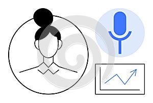 User , Speech Recognition, and Analytics Concept with a Microphone Icon and Graph