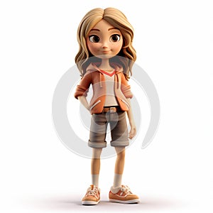 Highly Detailed 3d Cartoon Girl Figurine With Vibrant Colors photo