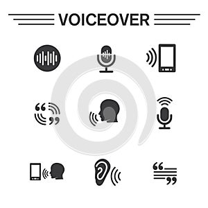 Voiceover or Voice Command Icon with Sound Wave Images