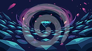 A voidlike abyss with pillars of constantly shifting zettabytes that seem to form intricate patterns.. Vector