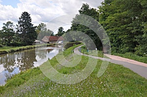 Voies Verte cycle route and sign in Burgundy