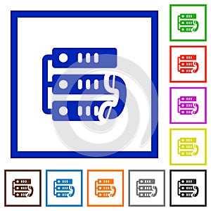 VoIP call flat framed icons