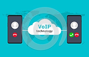 Voip call system voice phone technology. Voice over ip internet video telephony mobile cellphone