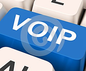 Voip Key Means Voice Over Internet Protocol photo