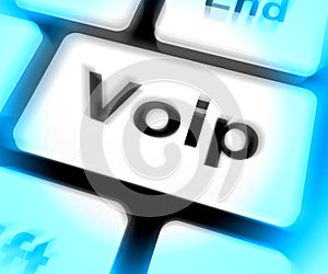 Voip Keyboard Means Voice Over Internet Protocol Or Broadband Te