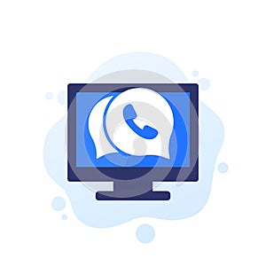 Voip phone call icon, vector