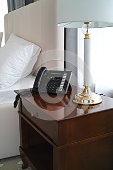 VoIP phone in hotel room
