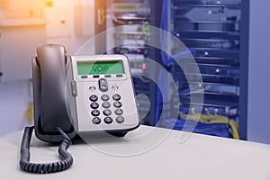 VOIP Phone IP Phone in data center room photo