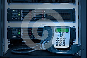 VOIP Phone IP Phone in data center room