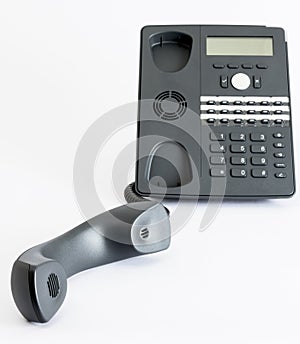 Voip phone isolated on grey background