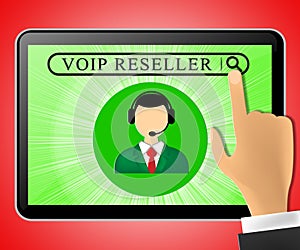 Voip Reseller Tablet Representing Internet Voice 3d Illustration