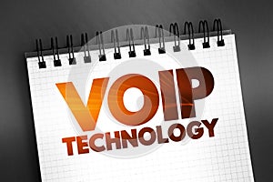 Voip Technology - make voice calls using a broadband Internet connection, text on notepad, concept background