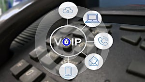 VOIP and telecommunication concept,IP Phone connecting to other VOIP device