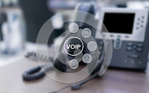 VOIP and telecommunication concept,IP Phone connecting to other VOIP device