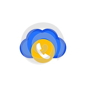 Voip telephony icon, flat vector on white
