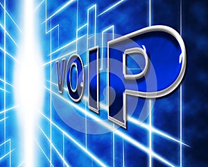 Voip Telephony Indicates Voice Over Broadband And Protocol photo