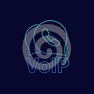 Voip telephony thin line icon, vector