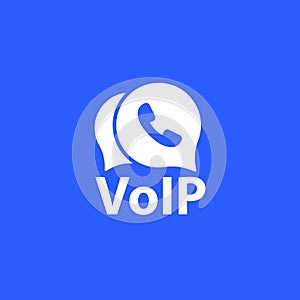 Voip telephony vector icon on blue