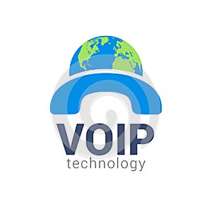Voip vector icon. Internet call concept connection. Voice over network, voip sign