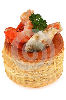 Vol-au-vent with fish and shrimps