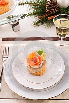 Vol-au-vent with salmon