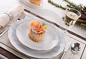Vol-au-vent with salmon