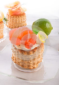 Vol-au-vent with salmon