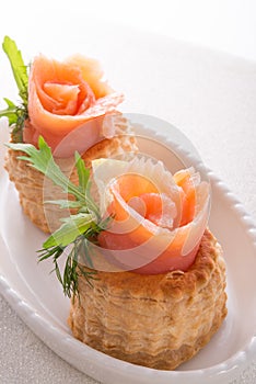 Vol-au-vent with salmon