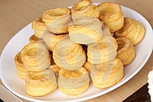 A vol-au-vent is a small hollow case of puff pastry