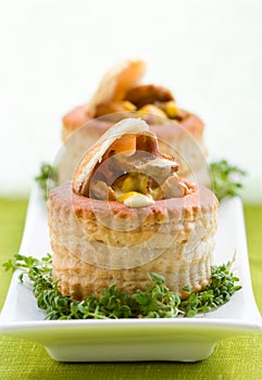 Vol-au-vents filled with mushroom