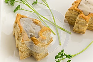 Vol-au-vents shaped like a christmas tree