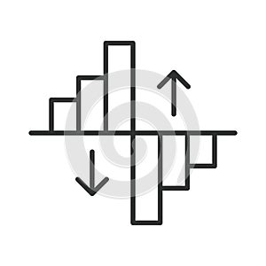 Volatility icon in line design. volatility, risk, drawdown, variance, swings, exposure, hedging on white background vector