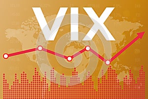 Volatility index VIX graph on yellow and red finance background