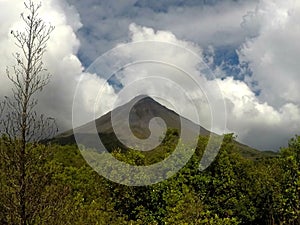 Volcan Arenal with clouds in Costa Rica.