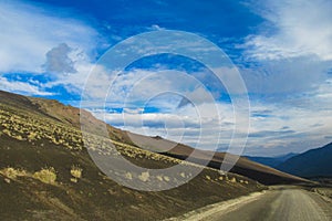 Volcan slope covered with ash