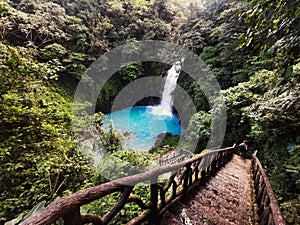 Volcan tenorio national park waterfall. La fortuna, Costa Rica photo