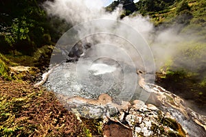 Volcanic activity with the biggest natural pool with boiling water