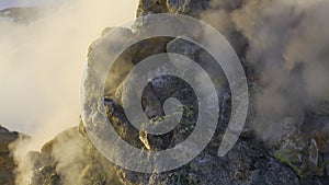 Volcanic activity, earth geothermal area , fumaroles volcanic boiling mud pots, Iceland.