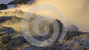 Volcanic activity, Earth Geothermal area , fumaroles volcanic boiling mud pots, Iceland.