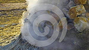 Volcanic activity, Earth Geothermal area , fumaroles volcanic boiling mud pots, Iceland.