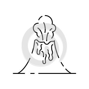 Volcanic activity linear icon. Volcanic eruptions are major source of natural pollution problem. Natural disaster