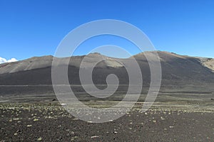 Volcanic ash on ground