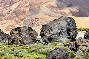 Volcanic bombs on Montana Blanca, Teide National Park, Tenerife photo