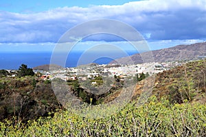 Volcanic Canary Island La Palma with the view of city Los Llanos de Aridane photo