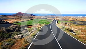 Volcanic Canary Island road Lanzarote