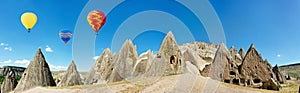 Volcanic cliffs near monastery Selime, Cappadocia, Anatolia, Turkey photo