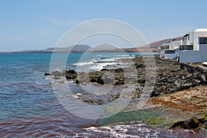 Volcanic coast in Arrieta a small village in Lanzarote photo