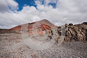 Volcanic crater Montana Bermeja in Lanzarote, Canary islands, photo