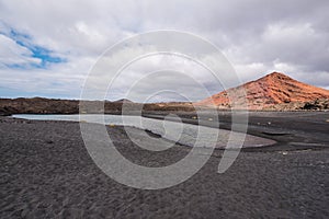 Volcanic crater Montana Bermeja in Lanzarote, Canary islands, Spain. photo