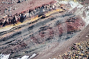 Volcanic crater red frozen lava rocks